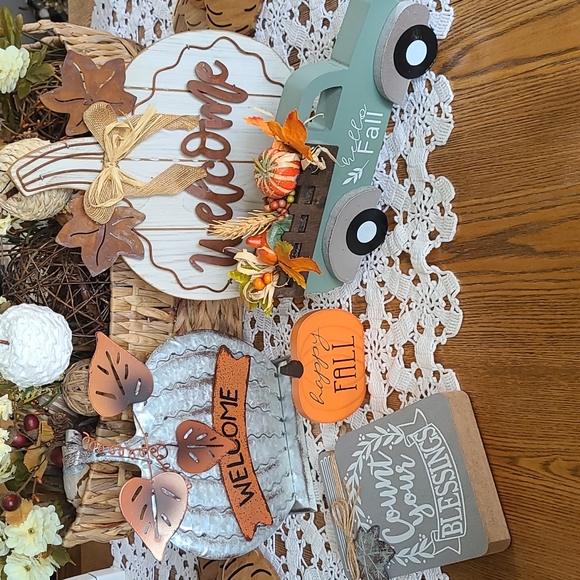 Other - Fall Decor Lot Farmhouse Truck Pumpkins Metal Wood Sign